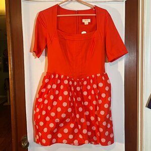 NWT Anthropologie Maeve Polka Dot Short-Sleeve Square-Neck Mini Dress Medium